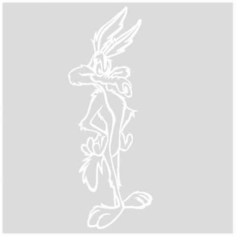 Willy Coyote - Adesivo Prespaziato - Colore Bianco - 15cm - Foto 1