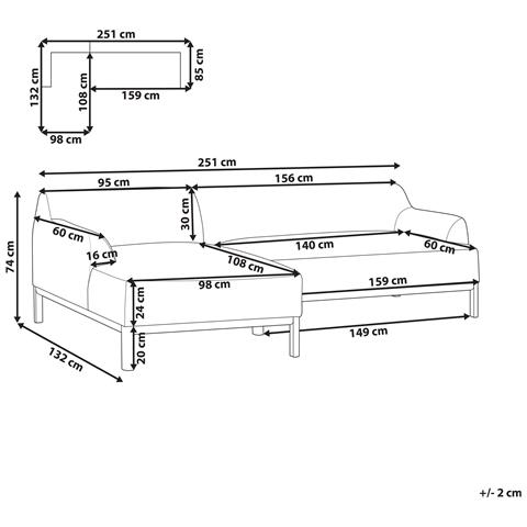 Divano Angolare 3 Posti Sosjo Tessuto Grigio Chiaro Lato Destro - Foto 8