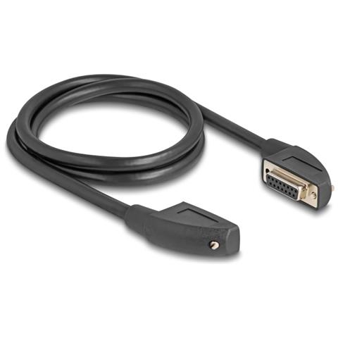 Cavo seriale D-Sub 15 femmina con viti angolate a 90°ad angolo retto per D-Sub 15 femmina con viti angolate 90° ad angolo retto da 1 m nero - Foto 1