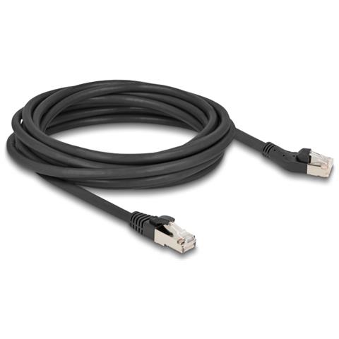 Cavo di rete RJ45 Cat. 8.1 S /FTP maschio da 45° angolato a sinistra per maschio diritto fino a 40 Gbps 5 m nero - Foto 1