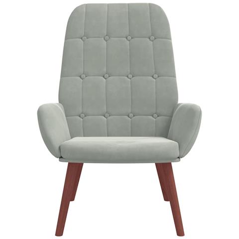 Sedia Relax Grigio Chiaro in Velluto - Foto 2