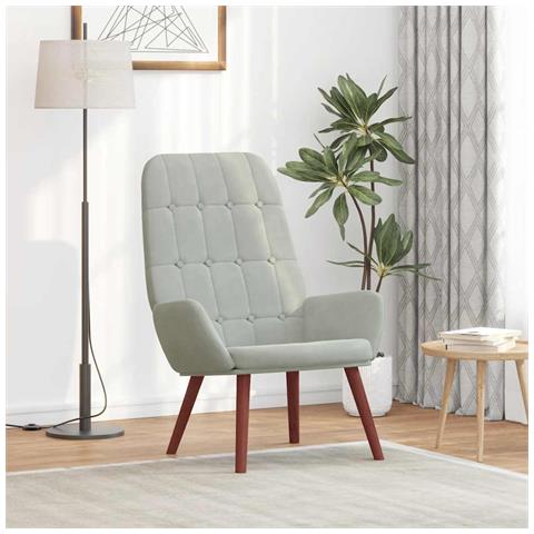 Sedia Relax Grigio Chiaro in Velluto - Foto 1