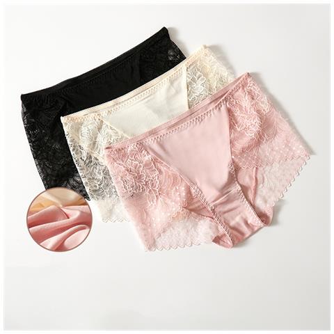 Slip Di Pizzo - 100% Seta Di Gelso Pink M - Foto 2
