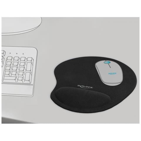 Mouse pad ergonomico con poggiapolso in gel nero 230 x 202 x 24 mm - Foto 2