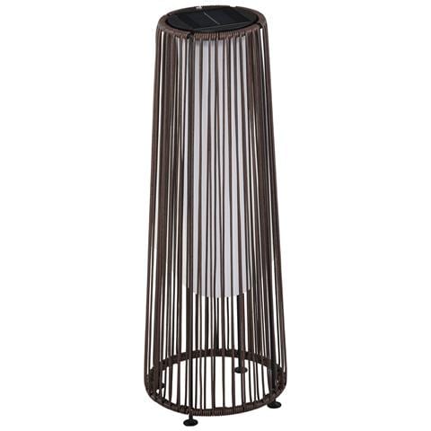 Lanterna Solare da Giardino con Luce LED in Rattan e Metallo, Ø21.5x61cm, Marrone - Foto 1