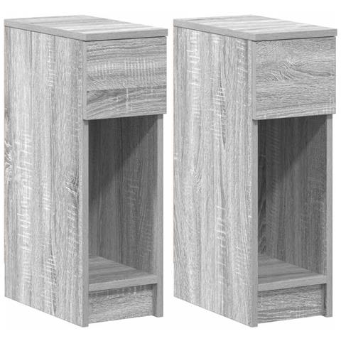 Comodini Con Cassetto 2 Pz Grigio Sonoma 20x36x60 Cm - Foto 2