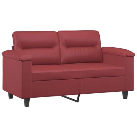 Set Di Divani 2 Pz Con Cuscini Rosso Vino In Similpelle - Foto 3