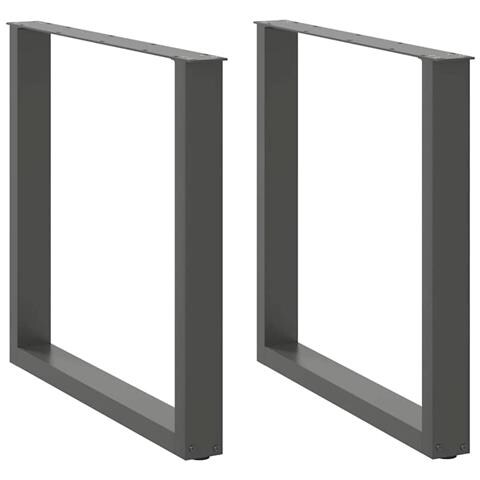 Gambe Tavolo Pranzo A U 2 Pz Antracite 90x(72-73) Cm Acciaio - Foto 1