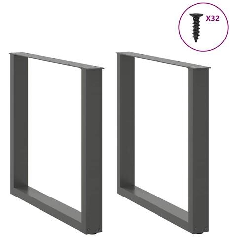Gambe Tavolo Pranzo A U 2 Pz Antracite 90x(72-73) Cm Acciaio - Foto 3