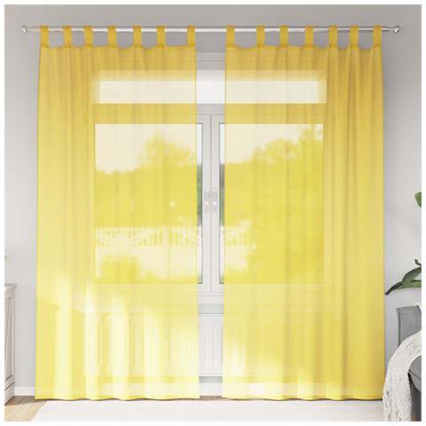 Tende In Voile Con Passanti 2 Pz Giallo 140x245 Cm - Foto 2