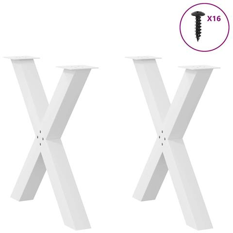 Gambe Tavolo Pranzo A Forma X 2 Pz Bianco 80x(72-73) Cm Acciaio - Foto 3
