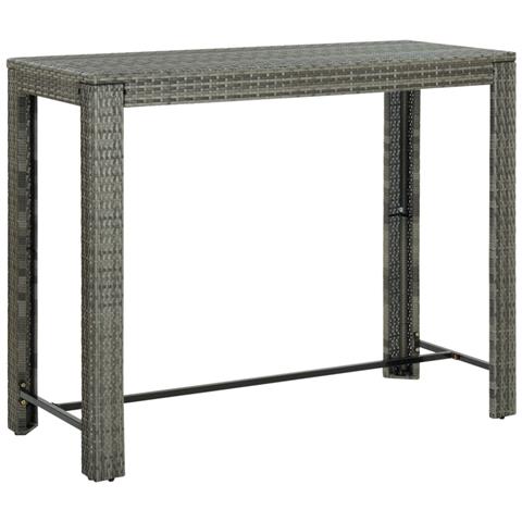 Tavolo Bar Da Giardino Grigio 140,5x60,5x110,5 Cm In Polyrattan - Foto 2