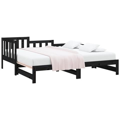 Lusso Casadino -  Dormeuse Estraibile Nera 2x(80x200) Cm Legno Massello Di Pino - Foto 2