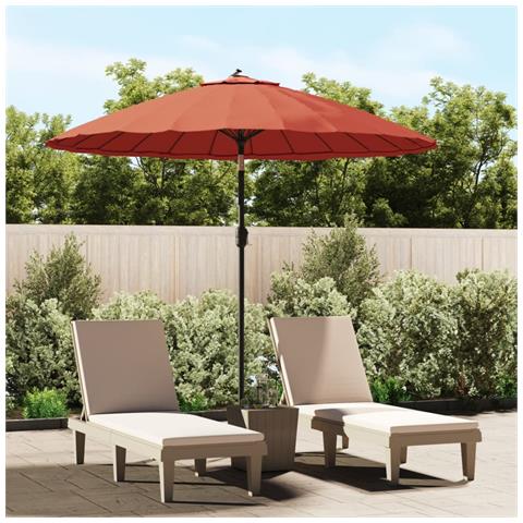 Ombrellone Da Esterni Palo In Alluminio 270 Cm Terracotta - Foto 8