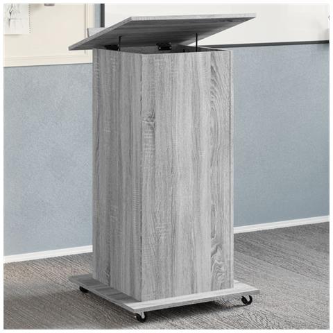 Leggio Con Ruote Cassetto Grigio Sonoma 55x55x107cm Multistrato - Foto 8