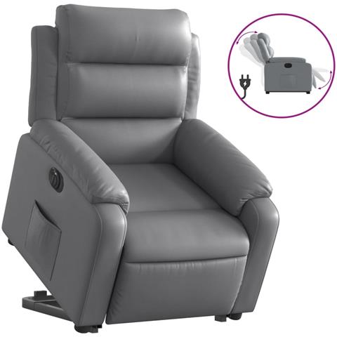 Lusso Casadino -  Poltrona Alzapersona Reclinabile Grigio In Similpelle - Foto 1