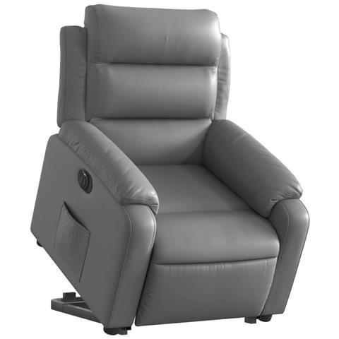 Lusso Casadino -  Poltrona Alzapersona Reclinabile Grigio In Similpelle - Foto 2