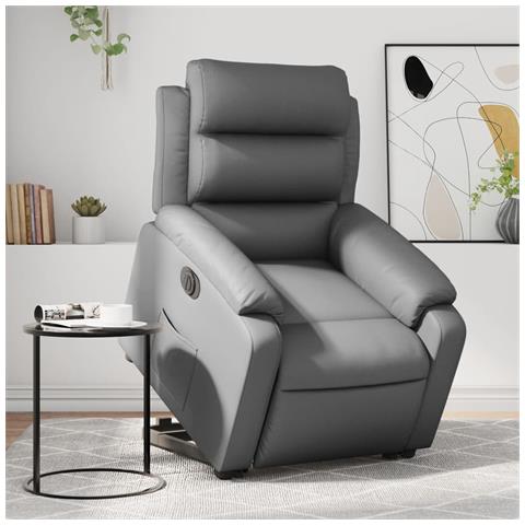 Lusso Casadino -  Poltrona Alzapersona Reclinabile Grigio In Similpelle - Foto 8