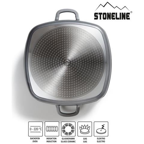 Padella Quadrata In Alluminio Pressofuso Con Rivestimento Antiaderente, Coperchio Salva Aroma In Vetro E 2 Presine Termoisolanti, Anche Per Induzione, 28 X 28 Cm - Foto 2