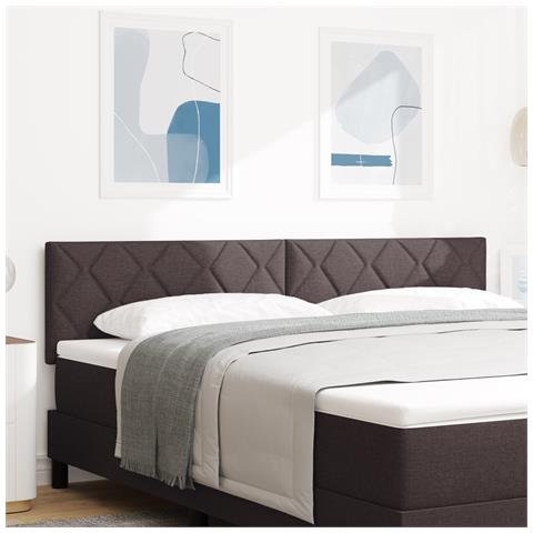 Testiera Design a Blocchi di Diamante Marrone Scuro 180 cm Tessuto - Foto 2