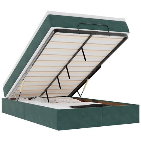 Struttura Letto Pouf con Materasso 120x200 cm Velluto - Foto 1