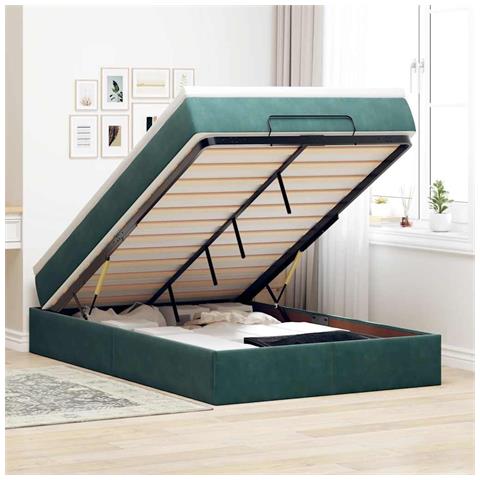 Struttura Letto Pouf con Materasso 120x200 cm Velluto - Foto 2