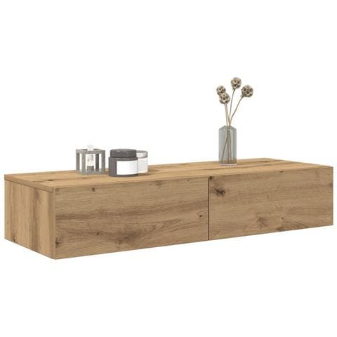 Scaffale a Parete con Cassetti Rovere 100x36x19cm in Truciolato - Foto 2