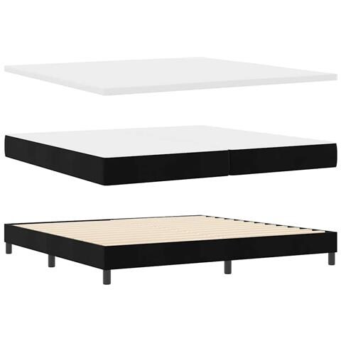 Letto Box Spring con Materasso Nero 100x200 cm in Velluto Nero - Foto 1