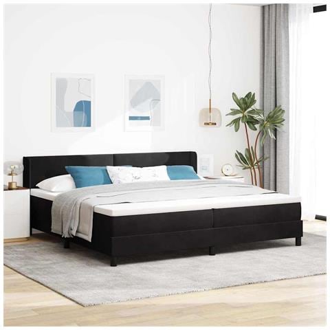 Letto Box Spring con Materasso Nero 100x200 cm in Velluto Nero - Foto 2