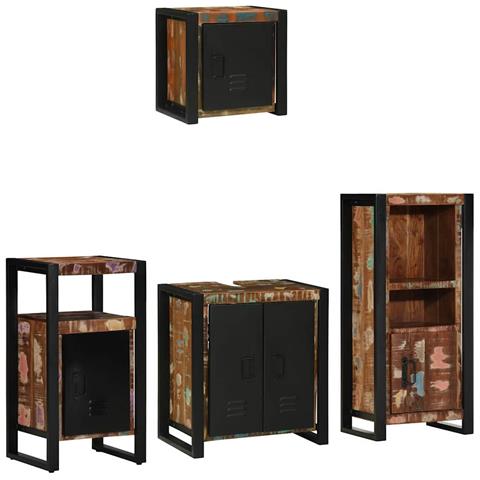 Set di mobili per il bagno 4 pcs Legno massello riciclato - Foto 2