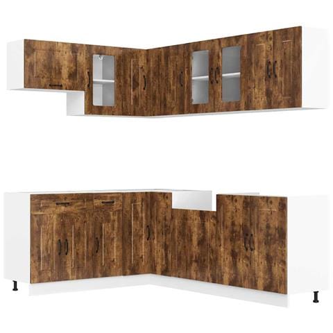 Set Mobili da Cucina 11 pz Kalmar Rovere Fumo Legno Multistrato - Foto 1