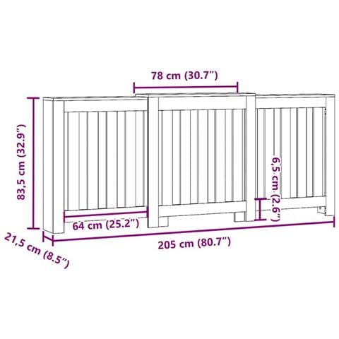 Copertura per radiatori Rovere Nero 205 x 21.5 x 83.5 cm - Foto 8