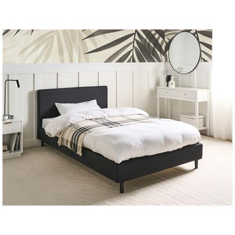 Letto Tessuto Fitou 120 X 200 Cm Nero - Foto 1