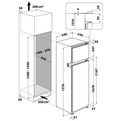Frigorifero-congelatore Scorrevole Da Incasso Da 239 L - Art3642 - Foto 4
