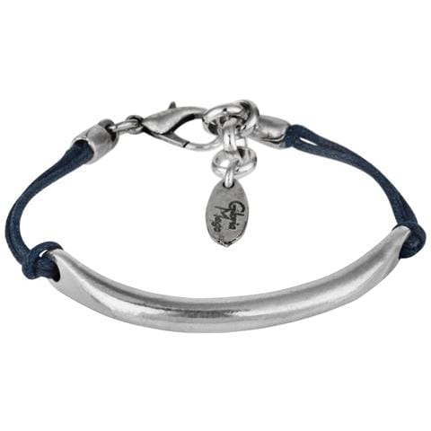 Bracciale In Argento Con Cordino Blu, Placcato Argento ""bar"" - Foto 1
