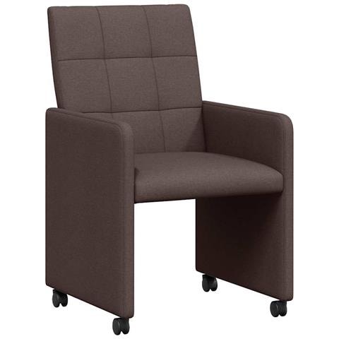 Sedie da Pranzo con Ruote 2 pcs Marrone scuro 58 x 65 x 94 cm - Foto 1