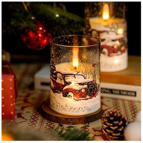 Candele Led A Forma Di Auto Con Slitta - Atmosfera Natalizia, Alimentate A Batteria - Foto 2