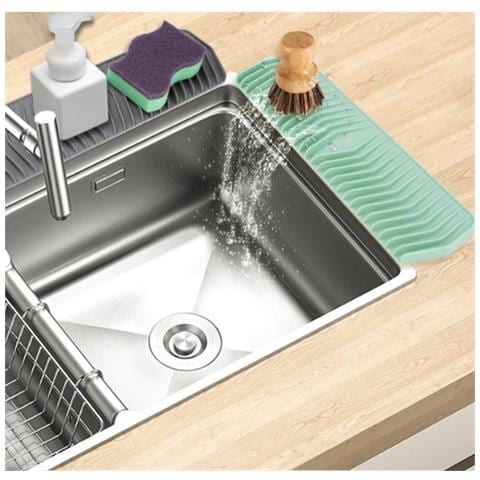 Tappetino Scolapiatti Inclinato In Silicone Da 35 Cm Per Lavello Cucina - Pad Drenaggio Acqua Automatico Black - Foto 5