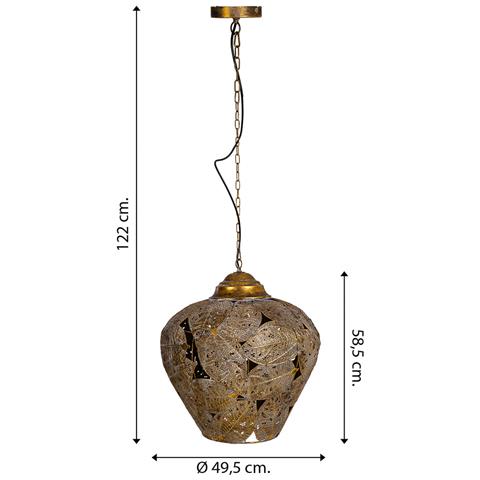 Plafoniera In Metallo Dorato 49,5x49,5x58,5/122h - Foto 5