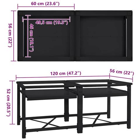 Pedestallo per Lavatrice 2 pcs Nero 120 x 56 x 52 cm Acciaio - Foto 9