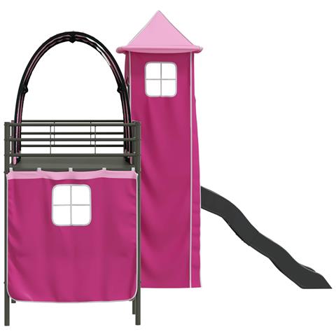Struttura del letto loft per bambini Nero e rosa 99,5 x 190 cm - Foto 9