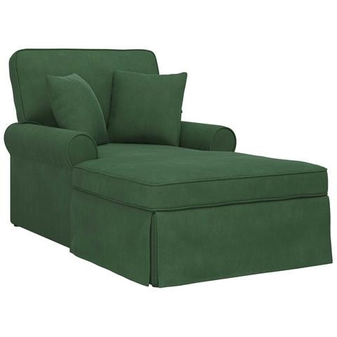 Chaise Longe con Gonna 3 pcs Verde Giungla Tessuto in Cords - Foto 1