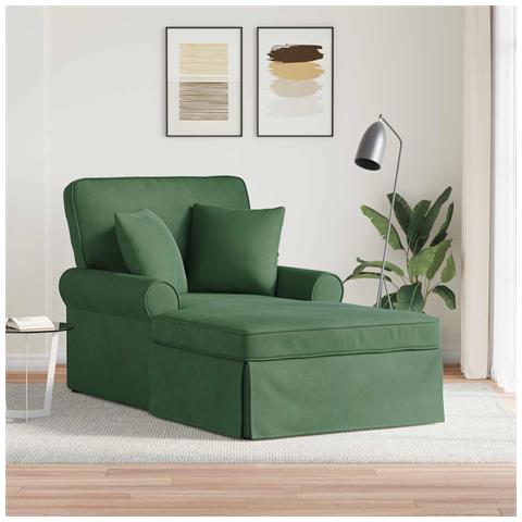 Chaise Longe con Gonna 3 pcs Verde Giungla Tessuto in Cords - Foto 2