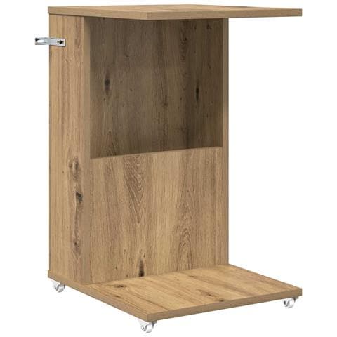 Tavolo laterale con ruota Rovere artigianale 40 x 35 x 60 cm - Foto 1