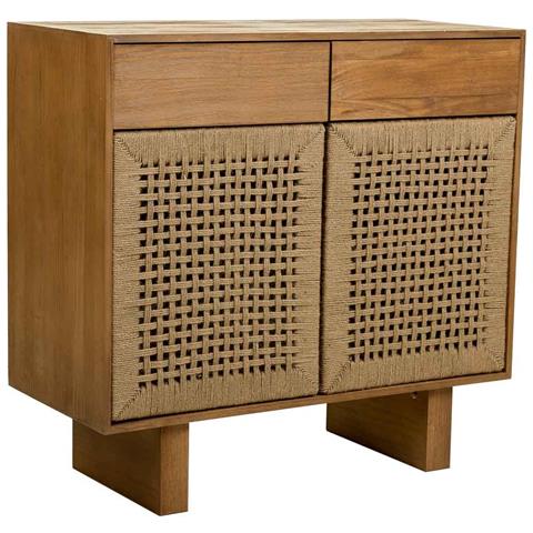 Mobile Da Ingresso In Legno E Corda Intrecciata Marrone 80x36x75h - Foto 1