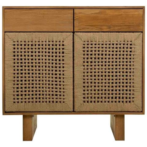 Mobile Da Ingresso In Legno E Corda Intrecciata Marrone 80x36x75h - Foto 2