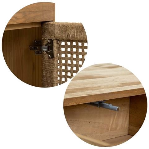 Mobile Da Ingresso In Legno E Corda Intrecciata Marrone 80x36x75h - Foto 7