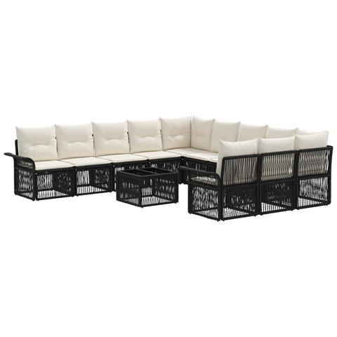 Set Divano da Giardino 12 pcs Nero polyrattan - Foto 1