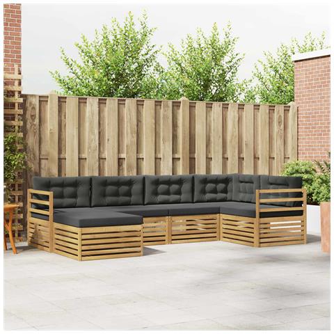 Set di divani da esterno 6 pcs Bianco e Antracite Poliestere - Foto 2