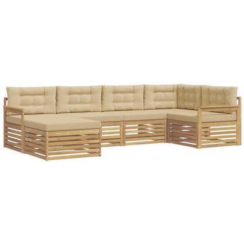 Set di divani da esterno 6 pcs Bianco e Beige Poliestere - Foto 1
